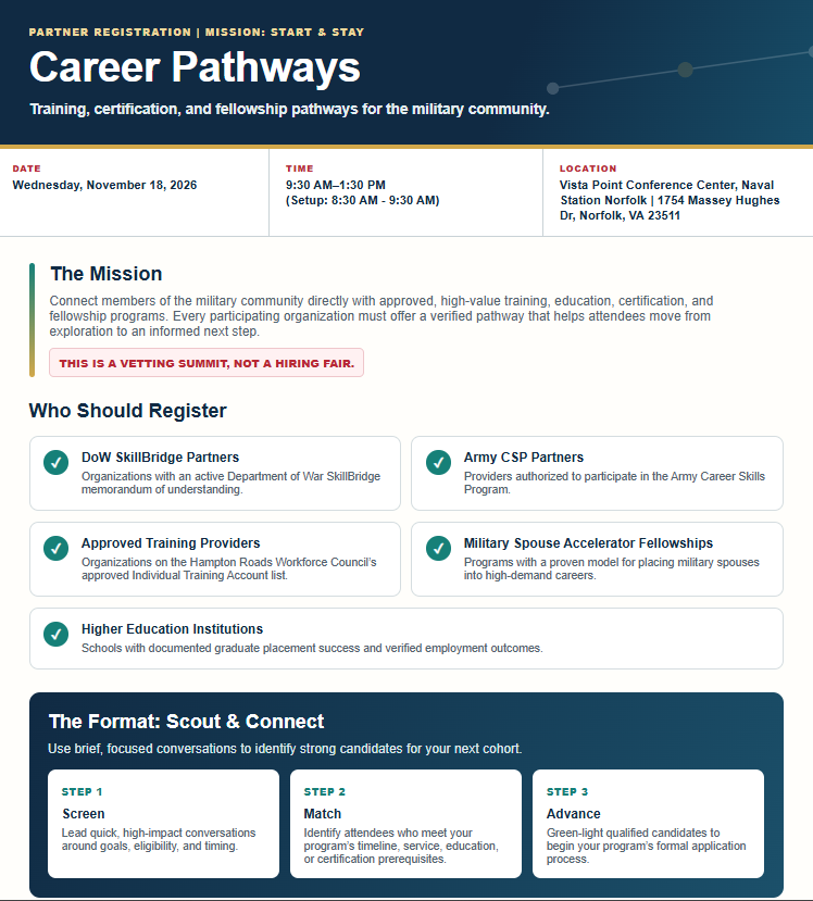 Red, White and Blue Summit: Career Pathways flyer